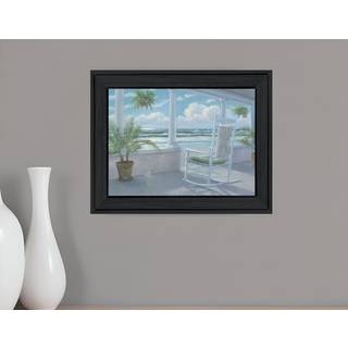 Kyst veranda sort indrammet print v?gkunst