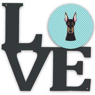 """" Caroline's Treasures Checkerboard Blue Doberman Metal Artwork Love Wall-Decor multicolor """"