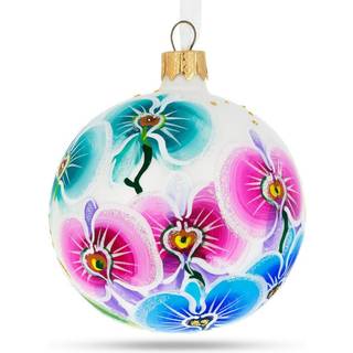 Levende orkidé medley blæst glasskugle julepynt 3,25 tommer