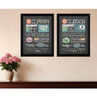 S?t med to p?mindelser fra mor og far sort indrammet printv?gskunst
