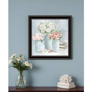 Pastel Peonies smitter sort indrammet printv?gskunst