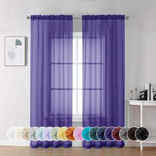Chyhomenyc lilla rene gardiner 72 tommer længde 2 paneler Lysfiltrering Soft Airy Rod Pocket Voile Window Curtain Gardin