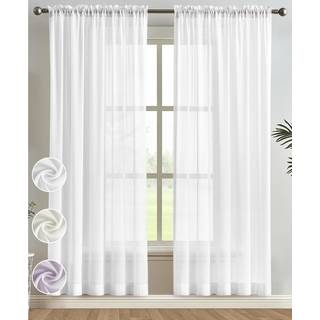 Melodieux White Chiffon Sheer Curtain Rod Pocket Soft Silky Texture Sheer Window Panels Light Filtrering Sheer Gardes To Living Spising Sovroom D