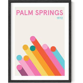 Haus og nuancer retro vintage plakat: lyserød abstrakt æstetisk billede farverig moderne bymurskunst dansk rejseart print lys geometrisk vægindre