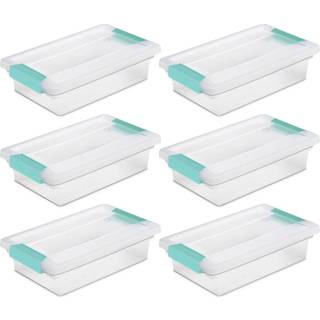 Sterilit lille klipboks stabelbar opbevaringsbakke med l?se l?g plastbeholder til at organisere kontorh?ndv?rk hjem klar base og l?g 6-pakke