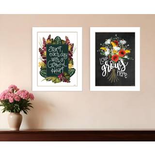 S?t med to med taknemmelige hjerter White Framed Print Wall Art