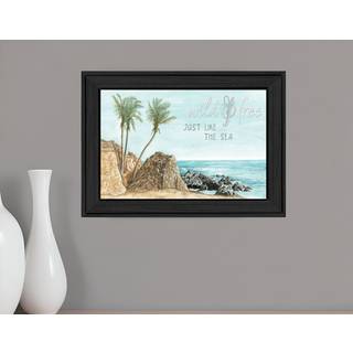 Vild og fri ligesom havet sort indrammet print v?gkunst