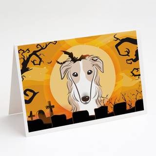 Halloween Borzoi lykønskningskort og konvolutter pakning af 8