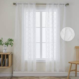 JoyDeco White Sheer Curtains 72 tommer længde 2 paneler Sæt stanglommen semi -rene gardiner til soveværelsets stue -vindue behandlinger Voile Dra