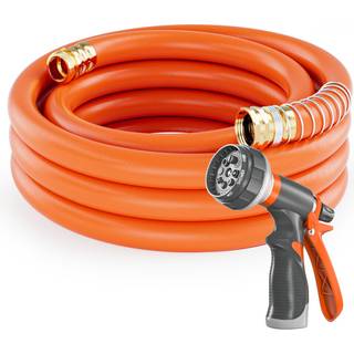 Specilit 3/4 i x 25 ft Haveslange fleksibel og let vandslange med dyse og messing mand til kvindelig fittings 600 psi tungt ingen kn?kkende hybri
