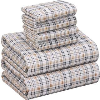 Ruvanti Flannel Sheets Fuld størrelse 6 stk - 100% bomuld Dobbelt børstede sengelinned Deep Lommer 16 tommer Alle årstider Åndbar ekstra blød og