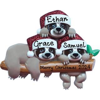 Personaliseret ornament 2023 Sloth Familie på 3 tilpassede juletræ dekoration hængende ornamentfri personaliseret (familie på 3)
