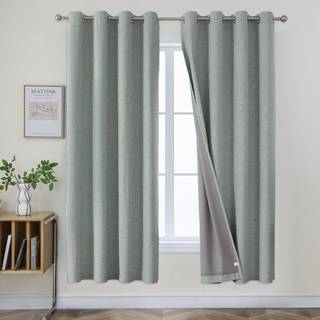 Joydeco Sage Green Curtains Blackout 72 tommer længde linned 100% blackout gardiner til soveværelse 2 paneler sæt termisk jute burlap grommet vær