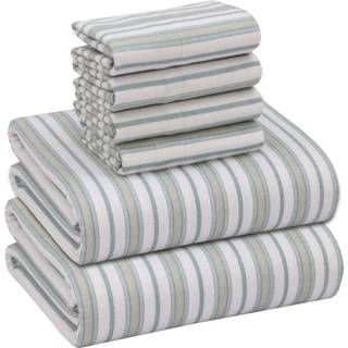 Ruvanti flanelplader i fuld størrelse 6 stk - 100% bomuld dobbelt børstede sengelinter dybe lommer 16 tommer alle sæson