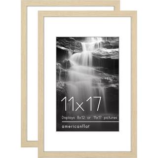 AMERICANFLAT 11X17 Billedramme med poleret plexiglass - S?t med 2 - Brug som 8x12 ramme med Mat eller 11x17 ramme uden Mat - Galleria Collection