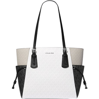 MK Voyager Large Color-Block Signature Logo Tote Bag - White - Michael Kors - ONE SIZE