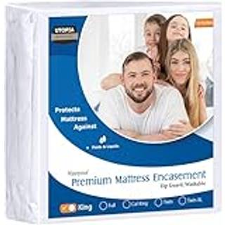 Utopia Bedding Premium lynl?s -madrasindkapsling (Passer til 12 tommer madras King) - Vandt?t og Bed Bug Proof Matras Protector - Six -sidet madr