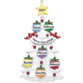 Personaliseret familiegulepynt - Familie til 6 julepynt 2024 My julefamilie -ornament gaver familie p? 6 ornamenter tilpasset julefamilienavn orn