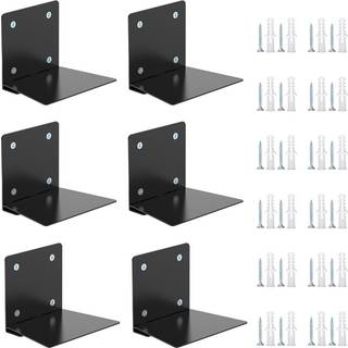Eapele usynlig flydende boghylde tunge hængende boghylder stål konstrueret vægmonteret skjult boghylde med monteringshardware 6 stk sort