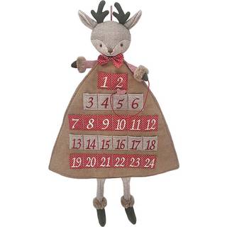 Mon Ami Holiday Reindeer Inspireret plys adventst?lling til julekalender v?g h?ngende juledekor stof kalender hjem og kontor dekoration 26in mult