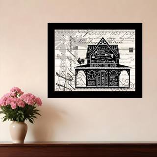 Y'all velsignede bondeg?rd sort indrammet print v?gkunst