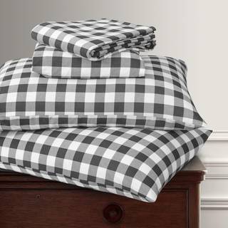 Briarwood Home 100% bomuld trykt flannel lagner s?t 4 stykker b?rstet tyrkisk senget?j Super bl?dt varmt hyggeligt dyb lomme og ?ndbart lagner og