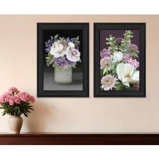 S?t med to syrin og vildt blomme buket sort indrammet printv?gskunst