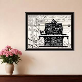 Y'all velsignede bondeg?rd sort indrammet print v?gkunst