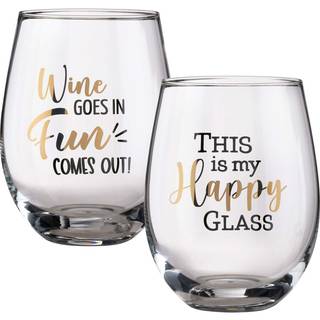 Lillian Rose vinglas sæt med sjove ordsprog 4.75 """" Clear