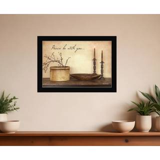 Fred v?re med dig sort indrammet printv?gskunst