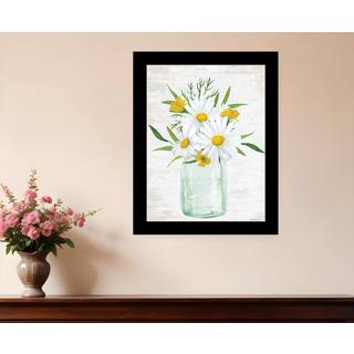 Blomsterbuket sort indrammet printv?gskunst