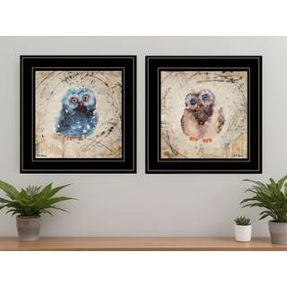 S?t med to Wonder Years Owls Black Framed Print Wall Art