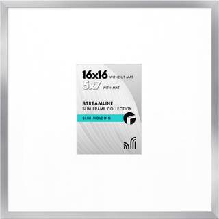 AmericanFlat 16x16 Billedramme med plexiglas - Brug som 5x7 ramme med Mat eller 16x16 ramme uden Mat - Streamline Collection - tynd firkantet bil
