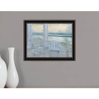 Kyst veranda sort indrammet print v?gkunst