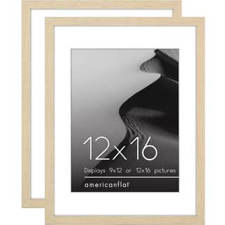 AMERICANFLAT 12X16 Billedramme med poleret plexiglass - S?t med 2 - Brug som 9x12 ramme med Mat eller 12x16 ramme uden Mat - Galleria Collection