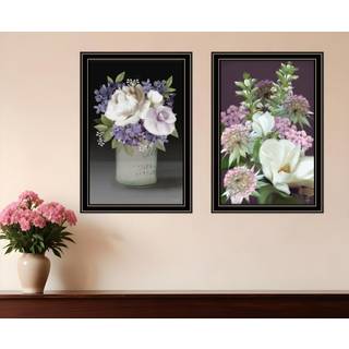 S?t med to syrin og vildt blomme buket sort indrammet printv?gskunst