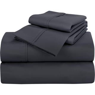 Royale senget?j 400 tr?dt?lling 100% amerikansk dyrket bomuld 4 stykke Sateen King Sheet Set - 1 monteret ark 1 fladt ark 2 pudebetr?k - tr?kul s
