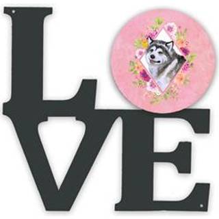 """" Caroline's Treasures Alaskan Malamute Pink Flowers Metal Artwork Love Wall-Decor multicolor """"