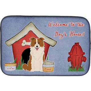 """" Caroline's Treasures Dog House Collection Border Collie Red White Dish Drying Mat 14 """" """" X 21 """" """" """"