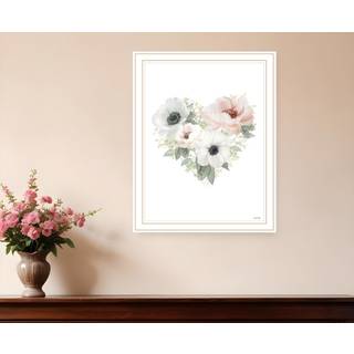 Blomsterhjertehvide indrammet printv?gskunst