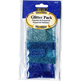 Bazic Glitter Pack Fine Glitter Color Blue 6pcs