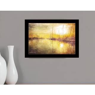 Gule solnedgangsb?de i Marina Black Framed Print Wall Art