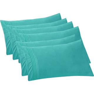 Elegant komfort 6-pakke solid pillowcases 1500 Premium Hotel Quality Microfiber-Glat vævet rynke og pletbestandig let slip-on 6-delt sæt King Pil