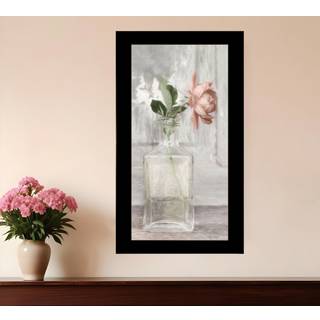 Cottage Peach Rose Black Framed Print Wall Art