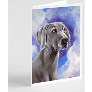 Weimaraner azurblå himmel lykønskningskort og konvolutter pakning af 8