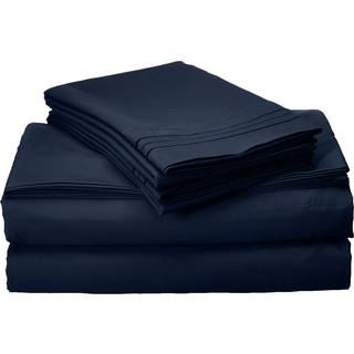 Elegant komfort 1500 tr?dt?lling Egyptisk kvalitet 4-delt sengeskiver s?tter dronning Deep Pockets Navy