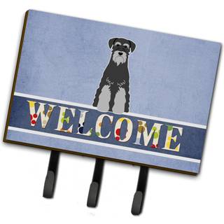 """" Caroline's Treasures Standard Schnauzer Black Gray Welcome Wall Hook Triple Multicolor """"