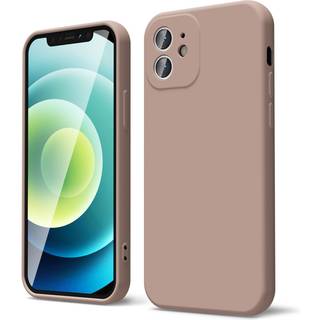 Oakxco til iPhone 12 Case Liquid Silicone Soft Rubber Gel Elegant æstetisk grundlæggende simpel dækning Sød tynd slank tpu mat solid farve almind