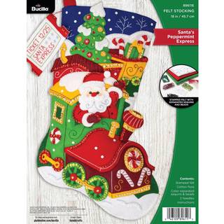 Bucilla Santa's Peppermint Express Felt Applique 18 """" Stocking Making Kit Perfekt til DIY Arts and Crafts 89611e