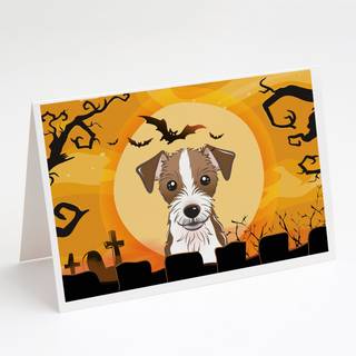 Halloween Jack Russell Terrier lykønskningskort og konvolutter pakning af 8